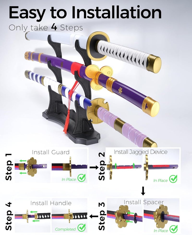 Cold Blade Katana Sword - 41 inches Katana Replica with Holster Belt and Display Stand - Sword with Authentic Design - Image 2